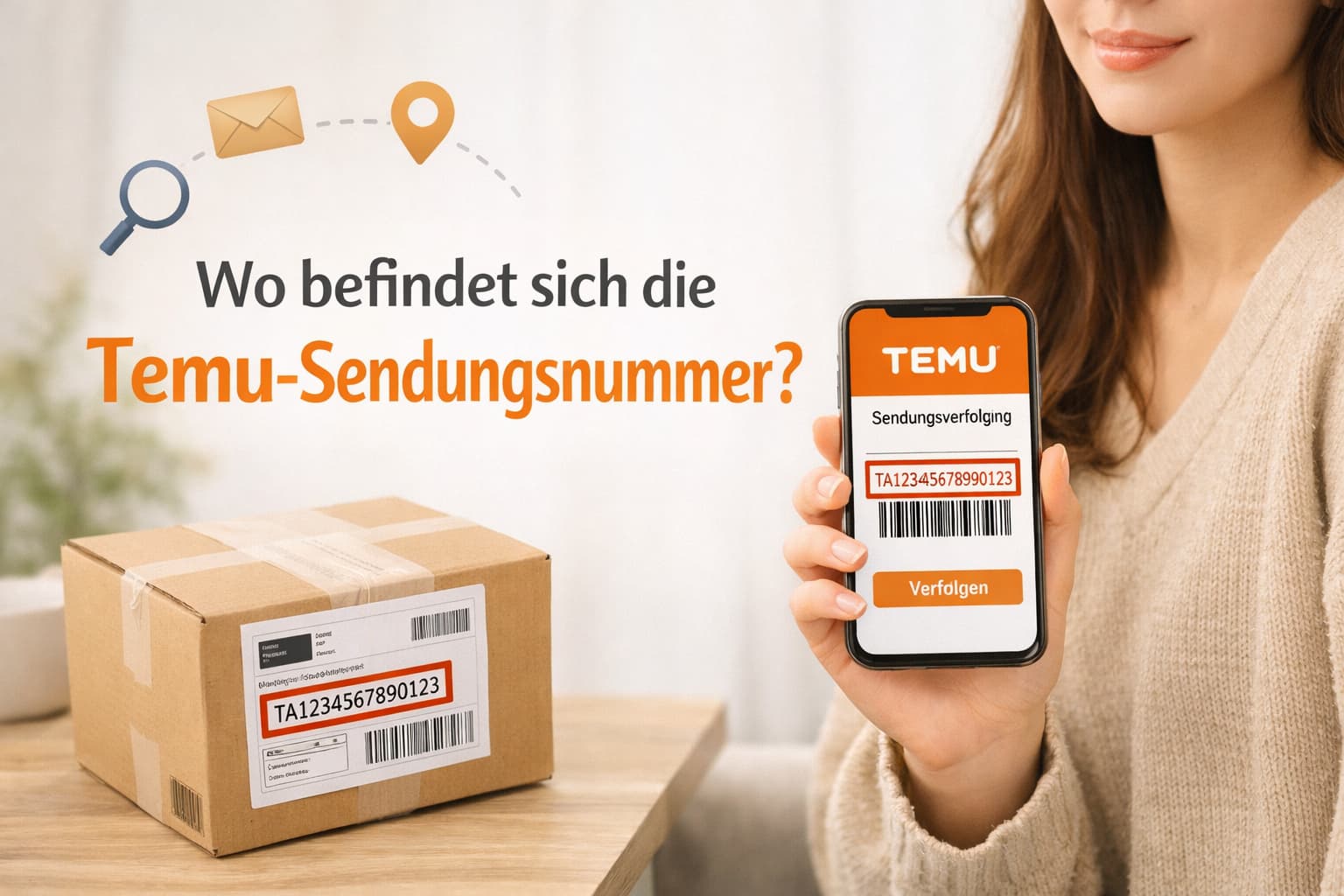Wo befindet sich die Temu-Sendungsnummer im Überblick