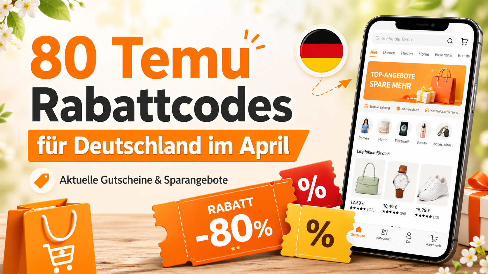 80 Temu Rabattcodes für Deutschland im April – Aktuelle Gutscheine & Sparangebote